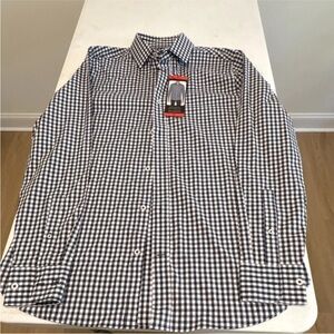 Banana Republic Navy & White Gingham Dress Shirt